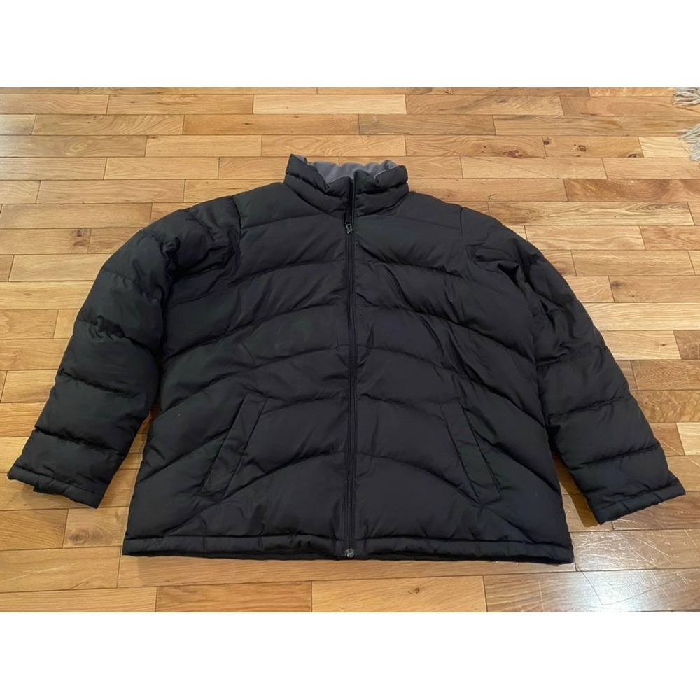 Lands End Black Puffer Jacket 1X Insulated Full‎ Zip Warm Winter Coat